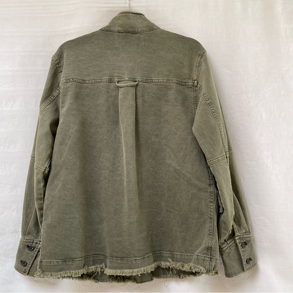 Free People Harley Military Denim Jean Jacket Women Medium Green Boho Travel - Picture 11 of 13